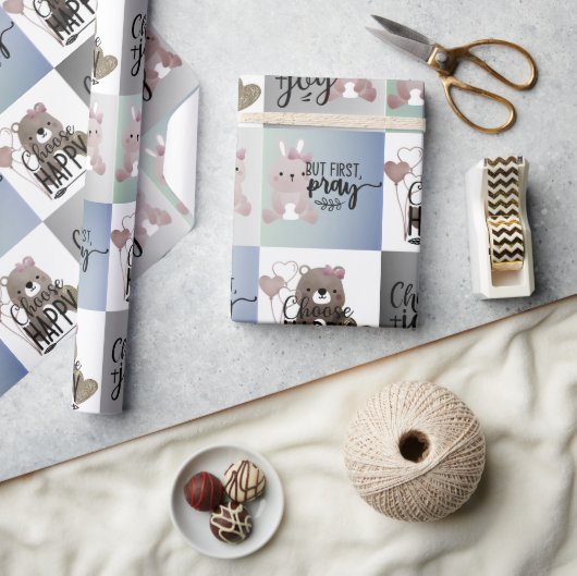 Wähle Joy; wähle Glück; aber bete Wrapping Geschenkpapier (Handwerk)