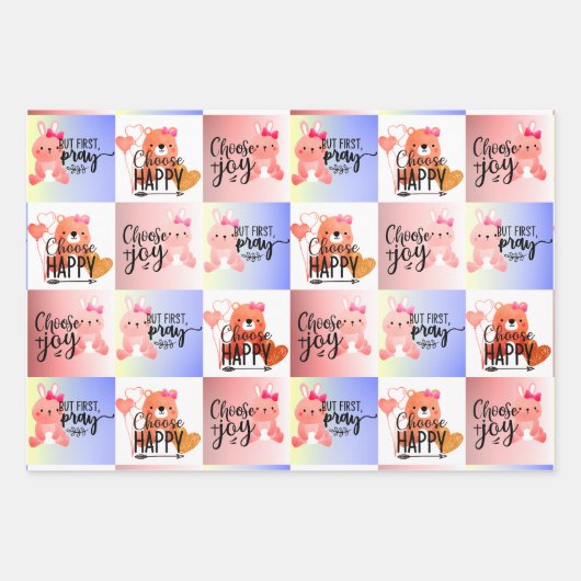 Wähle Joy; wähle Glück; bete aber Wrapping Paper Geschenkpapier Set (Vorderseite 3)