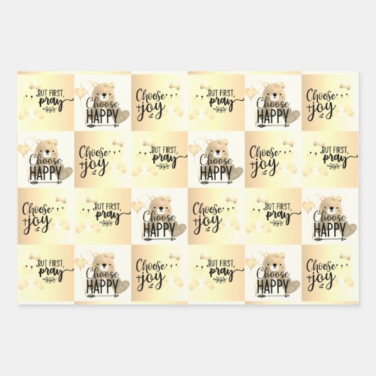 Wähle Joy; wähle Glück; bete aber Wrapping Paper Geschenkpapier Set (Vorderseite 2)