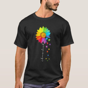 Wähle Kind Rainbow Sunflower Warrior Autismus Awar T-Shirt