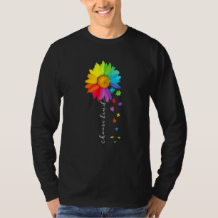 Wähle Kind Rainbow Sunflower Warrior Autismus Awar T-Shirt