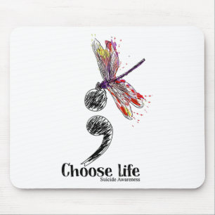 Wähle Lebensselbstmord Awareness Colorful Dragonfl Mousepad