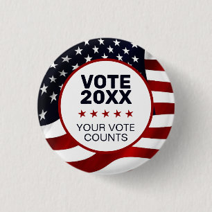 Wählen Sie 20XX US-Flagge Patriotisch Ihre Stimme  Button