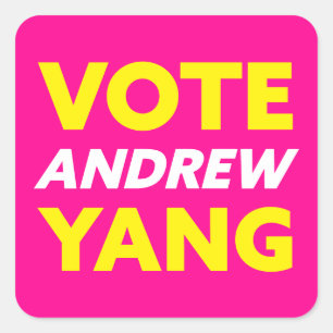 Wählen Sie Andrew Yang New York City Mayenta Quadratischer Aufkleber