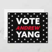 Wählen Sie Andrew Yang New York City Mayor Black Postkarte (Vorne/Hinten)