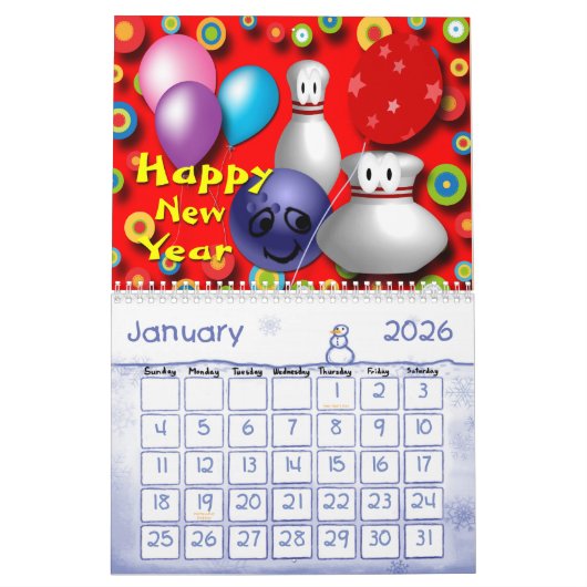 Wählen Sie Anfangsdatums-Bowling Kalender (Jan 2026)