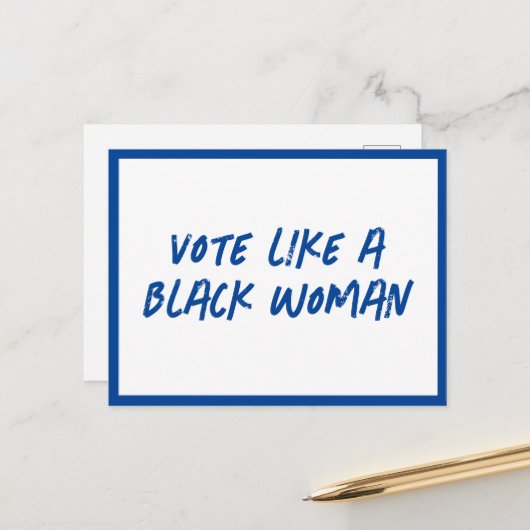 Wählen Sie Blue 2024 wie eine schwarze Frau Postkarte (Vorderseite/Rückseite Beispiel)