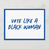 Wählen Sie Blue 2024 wie eine schwarze Frau Postkarte (Vorderseite)