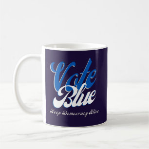 Wählen Sie Blue Retro Style Word Art Kaffeetasse
