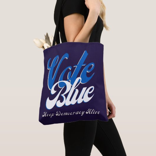 Wählen Sie Blue Retro Style Word Art Tasche (Von Nahem)