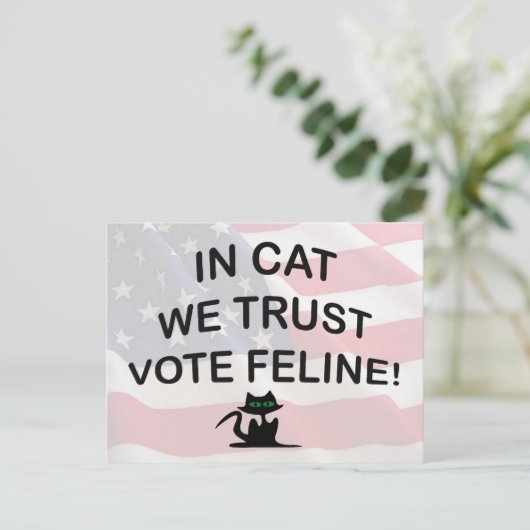 Wählen Sie Chat mit amerikanischer Flagge Postkarte (Stehend Vorderseite)