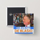 Wählen Sie de Blasio im Jahre 2017 wieder Button (Vorne & Hinten)