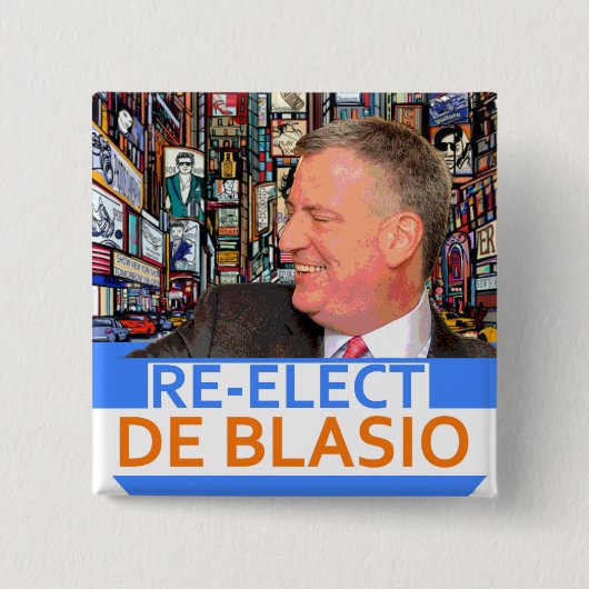 Wählen Sie de Blasio im Jahre 2017 wieder Button (Vorderseite)