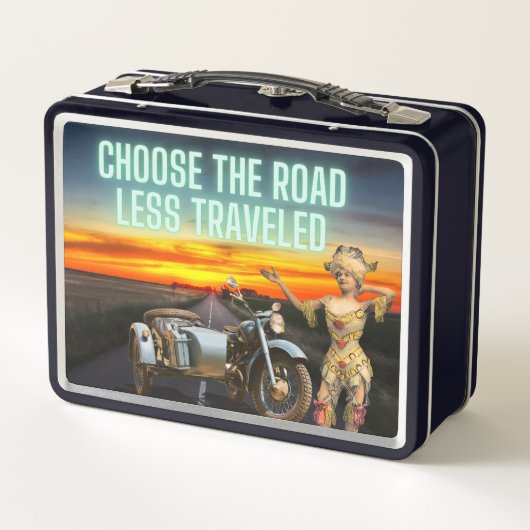 Wählen Sie den Weg weniger Reisende Spaß Altered A Metall Brotdose (Rückseite)