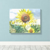 Wählen Sie ein gutes Zitat mit Sonnenblumen Leinwanddruck (Insitu (Holzboden))