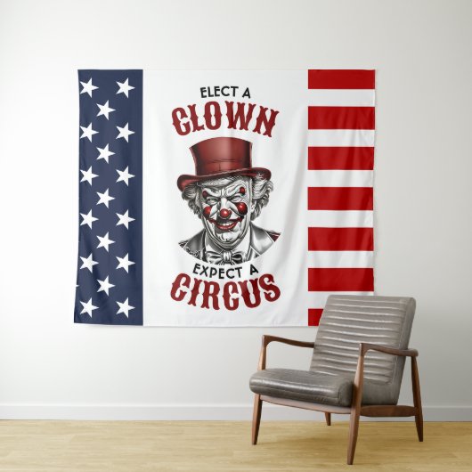 Wählen Sie einen Clown, erwarten Sie einen Zirkus, Wandteppich (Beispiel (Horizontal))
