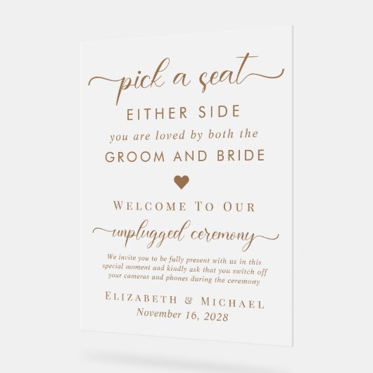 Wählen Sie einen Platz auf beiden Seiten der Hochz Acrylschild (Winkel)