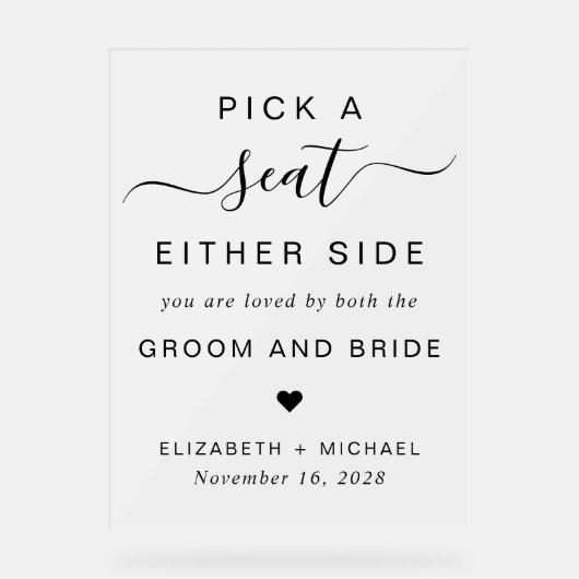 Wählen Sie einen Platz auf beiden Seiten der Hochz Acrylschild (Vorderseite)