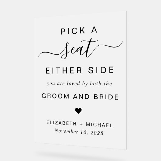 Wählen Sie einen Platz auf beiden Seiten der Hochz Acrylschild (Winkel)