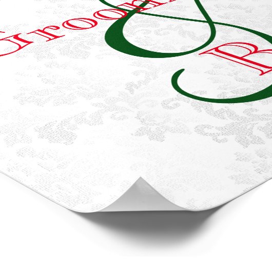 Wählen Sie einen Platz - Hochzeit in tiefer Rote R Poster (Ecke)