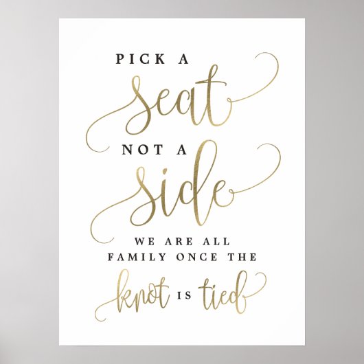 Wählen Sie einen Platz, kein Seitenhochzeitzeichen Poster (Vorne)