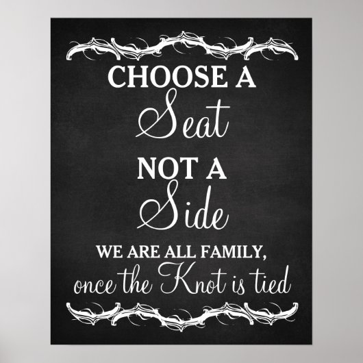 Wählen Sie einen Platz, kein Side-Calkboard-Hochze Poster (Vorne)