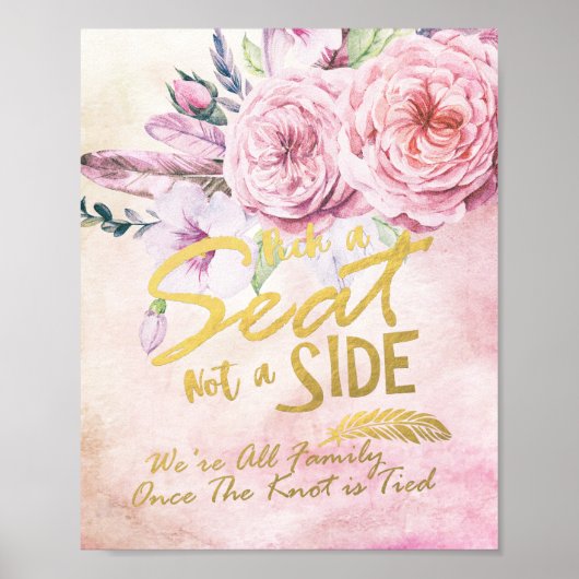 Wählen Sie einen Platz, nicht eine Seite Hochzeits Poster (Vorne)