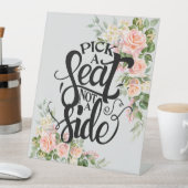 Wählen Sie einen Platz, nicht eine Seite rosa Rose Sockelschild (In Situ)