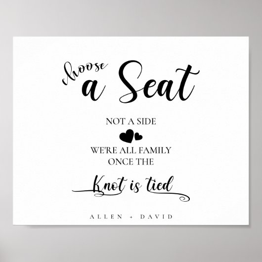 Wählen Sie einen Sitzplatz, der keine schwarz-weiß Poster (Vorne)