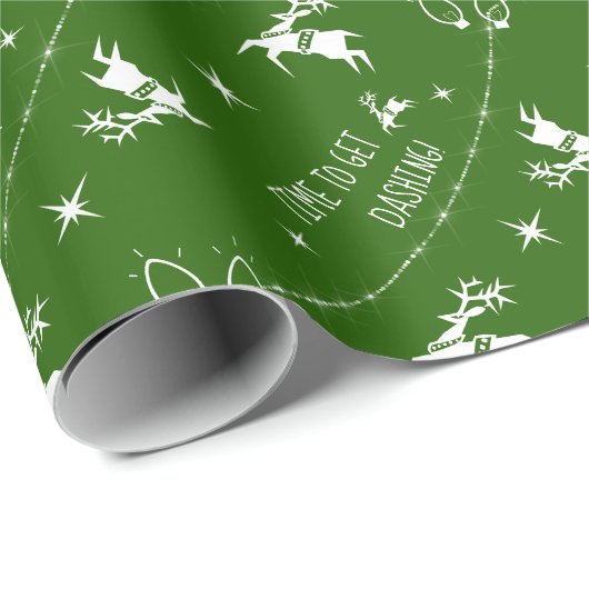 Wählen Sie Farbe Reindeer Twinkle Lights Dashing G Geschenkpapier (Rolleneckpunkt)