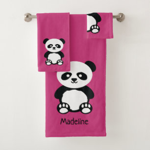 Wählen Sie Farbpanda-Bärn-Gesichts-Muster-Rosa Badhandtuch Set