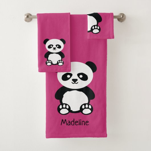 Wählen Sie Farbpanda-Bärn-Gesichts-Muster-Rosa Badhandtuch Set (Insitu)
