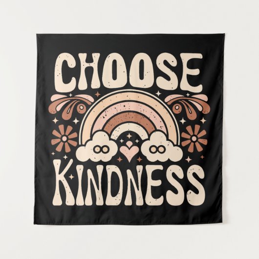 Wählen Sie Freundlichkeit groovy Hippie Zitate äst Wandteppich (Vorderseite)