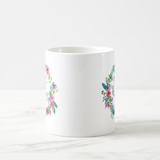 Wählen Sie Glück Inspiration Zitat Boho Blumenzwie Kaffeetasse (Mittel)