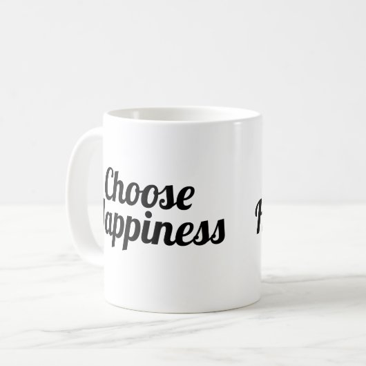 Wählen Sie Glück | Slogan-Tasse | goldgelb Kaffeetasse (Vorderseite Links)