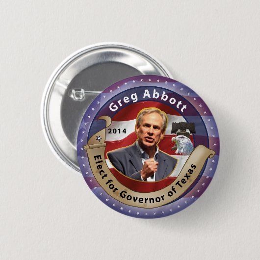 Wählen Sie Greg Abbott für Gouverneur von Texas - Button (Vorne & Hinten)