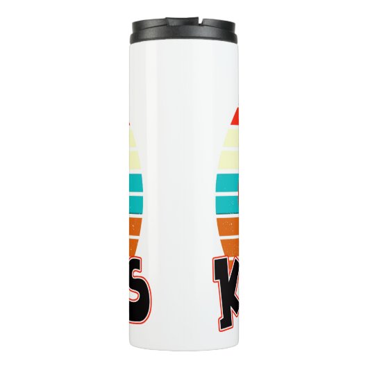 Wählen Sie "Güte" - Gelb in Rot-Orange Thermosbecher (Rückseite)