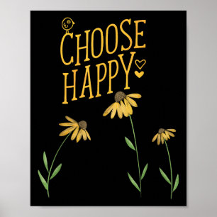 Wählen Sie Happy Black Mit Augen Susan Yellow Flow Poster