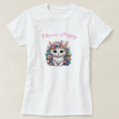 Wählen Sie Happy Cat Print T - Shirt aus (Design vorne)