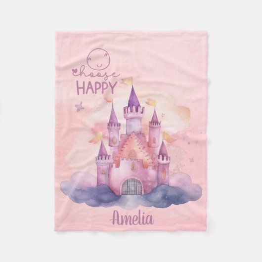 Wählen Sie Happy Palace auf der rosafarbenen Cloud Fleecedecke (Vorderseite)