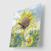 Wählen Sie Happy Sunflower Clock Quadratische Wanduhr (Winkel)