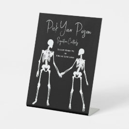 Wählen Sie Ihr Gift-Skelett Hochzeitliches Weißes Sockelschild