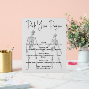 Wählen Sie Ihr Poison Skeleton Wedding Bar Menu Acrylschild