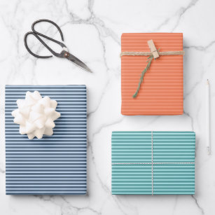 Wählen Sie Ihre eigene Farbe einfach Streifen Geschenkpapier Set