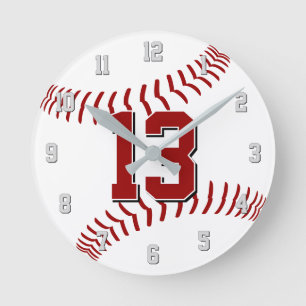 Wählen Sie Ihre eigenen Farben Baseball Runde Wanduhr