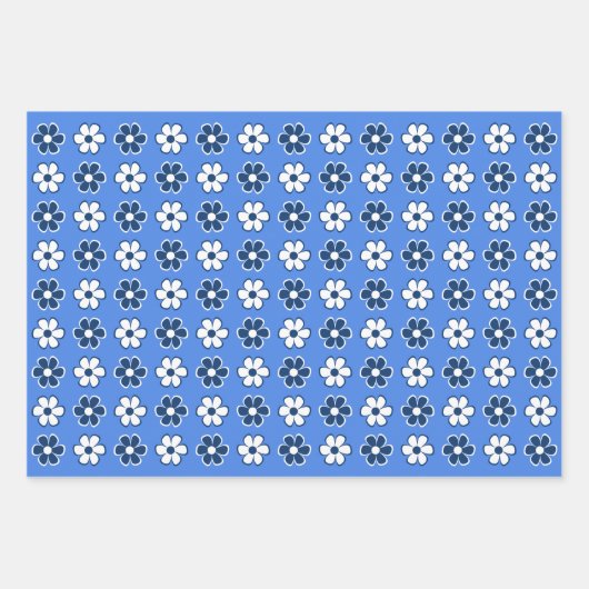 Wählen Sie Ihre eigenen Farben - Fun Retro-Blume Geschenkpapier Set (Vorderseite)