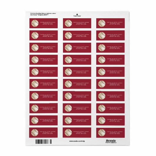 WÄHLEN SIE IHRE FARBBASEBALL-Rücksendeadressen-Auf (Vorne)