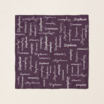 WÄHLEN Sie IHRE FARBE, die mit Namen Schal<br><div class="desc">WÄHLEN Sie IHREN FARBkundenspezifischen quadratischen Chiffon- Schal! Druckrand zum Rand, wenn Ihr Name in vielem Schriftart wiederholt! Probe ist (Aubergine) tiefpurpurn, aber Sie können leicht klicken BESONDERS ANFERTIGEN zur ausgewählten Farbe Ihrer Wahl. Auch einfach, Namen zu personifizieren. Verfügbar in 2 Größen. Alle Rechte vorbehalten © Alan 2017 u. Marcia Socolik....</div>
