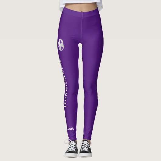 WÄHLEN SIE IHRE FARBE- ODER Lila Fußballmannschaft Leggings (Vorderseite)