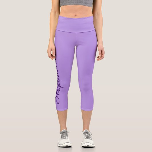WÄHLEN SIE IHRE FARBE oder lila, Name, Yoga Capri  (Vorderseite)